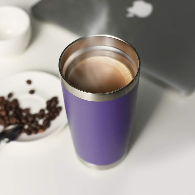 DOMICARE 20oz Stainless Steel Tumbler Bulk with Lid, Double Wall Vacuum Insulated Travel Mug, Powder Coated Coffee Cup, Powder Purple, 12 Pack - Image 7
