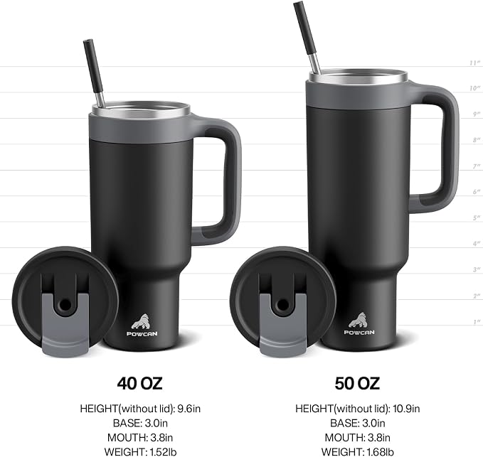 POWCAN 40 oz Tumbler with Handle, 2-in-1 Straw and Sip Lid, Leakproof, Dishwasher Safe, Insulated Stainless Steel Travel Coffee Mug, Keeps Cold for 34 Hours, Fits in Car Cup Holder (Wisteria) - Image 9