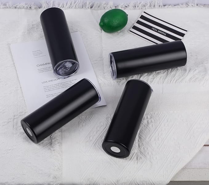 16 Pack 20 Oz Straight Skinny Tumblers,Individually Gift Boxed Stainless Steel Slim Skinny Tumbler Set Bulk, 20 Oz Insulated Slim Thin Travel Tumbler Cup for Diy, Black - Image 7
