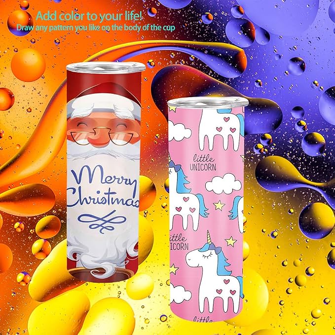 YOUKE OLA 12 Pack Straight Skinny Sublimation Tumblers 20oz for Heat Transfer, Bulk Sublimation Blanks Individually Boxed, Double Wall Insulated Tumbler with Shrink Films & Heat Tape, White (12) - Image 7