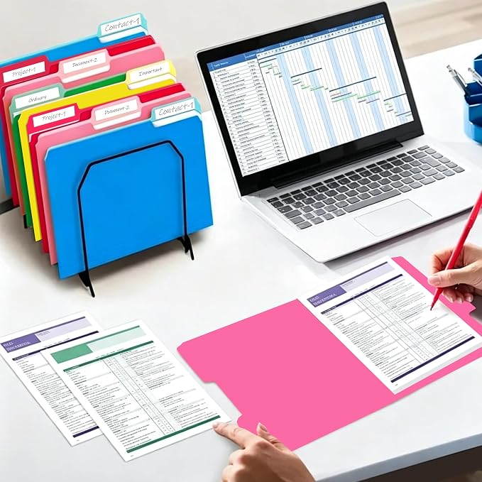 Colored File Folders, 100 Packs Blue File Folders, Two Tone Color File Folder - Image 7
