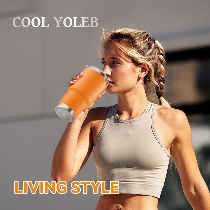 30 oz Tumbler with Lid Stainless Steel Tumblers Bulk Vacuum Insulated Cup Reusable Powder Coated Travel Mug Double Wall Leak Proof Cups Keep Cold Drinks for 12 Hours Orange, Set of 8 - Image 6