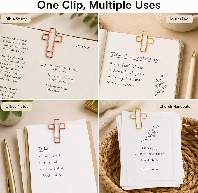 210 Pack Cross Paper Clips, Metal Cross Shaped Bookmarks - Image 8