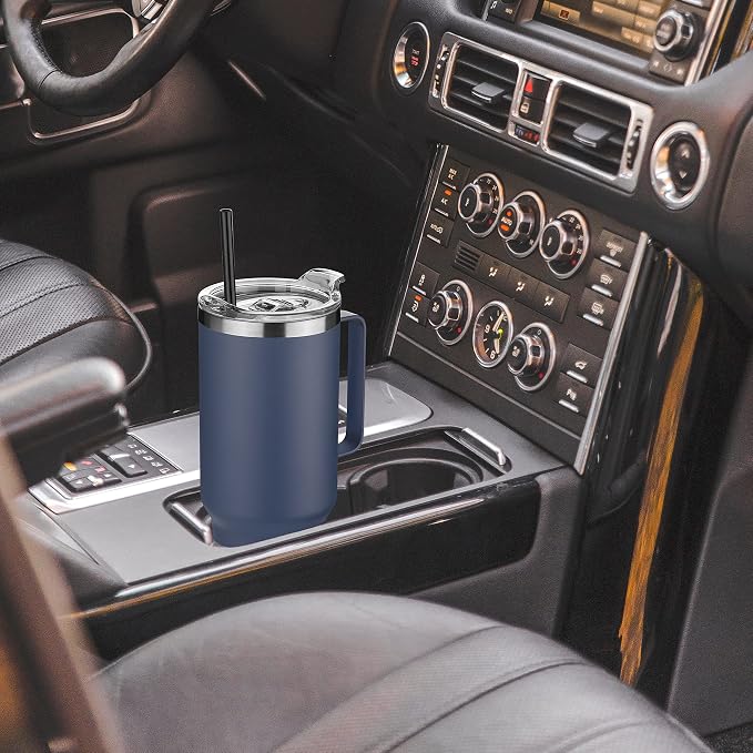 HASLE OUTFITTERS 40 oz Stainless Steel Tumbler with Handle, Vacuum Insulated Tumblers Bulk, Reusable Double Wall Travel Coffee Mug, Durable Powder Coated Water Bottles(Navy, 4) - Image 6