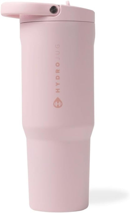 HydroJug Sport - Stainless Steel Tumbler with Straw, Vacuum Insulated, 32oz Leakproof Water Bottle, Ergonomic Design, Reusable, Dishwasher Safe, Rubber Base, Durable for Gym or Outdoors, Pink Sand by Hydrojug