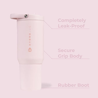 HydroJug Sport - Stainless Steel Tumbler with Straw, Vacuum Insulated, 20oz Leakproof Water Bottle, Ergonomic Design, Reusable, Dishwasher Safe, Rubber Base, Durable for Gym or Outdoors, Pink Sand - Image 2