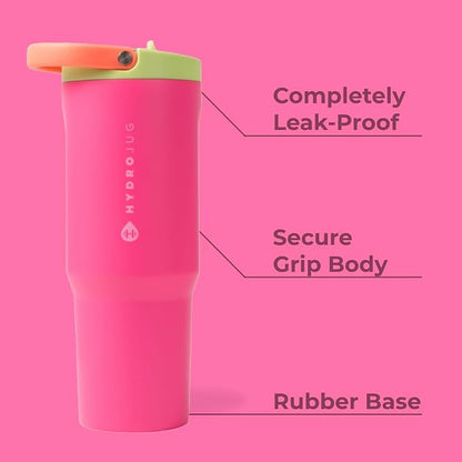 HydroJug Sport - Stainless Steel Tumbler with Straw, Vacuum Insulated, 32oz Leakproof Water Bottle, Ergonomic Design, Reusable, Dishwasher Safe, Rubber Base, Durable for Gym or Outdoors, Orchid - Image 2
