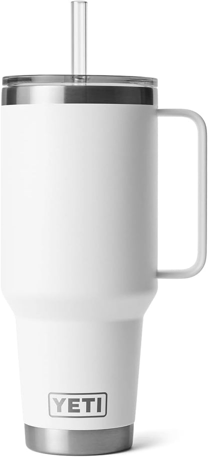 YETI Rambler 42 oz Tumbler with Handle and Straw Lid, Travel Mug Water Tumbler, Vacuum Insulated Cup with Handle, Stainless Steel, White - Image 3