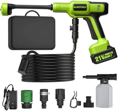Cordless Portable Washer; 1480 PSI Battery Powered Power Washer by Blissthrill