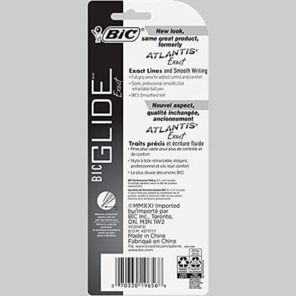BIC Glide Exact Retractable Ball Point Pen, Fine Point, Precise Lines - Image 2
