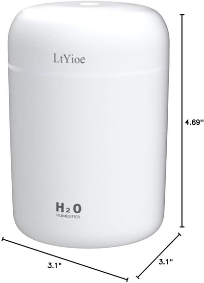 Colorful Cool Mini Humidifier, USB Personal Desktop Humidifier for Car, Office Room, Bedroom,etc. Auto Shut-Off, 2 Mist Modes, Super Quiet. (White) - Image 7