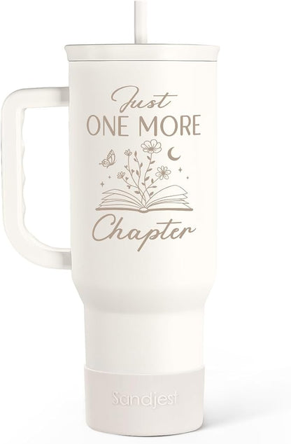Book Lover Gifts for Women, Just One More Chapter Tumbler with Handle, Stainless Steel Insulated Coffee Travel Mug Cup, Gifts for Women Girls Bookworm on Christmas Birthday, 40oz by SANDJEST