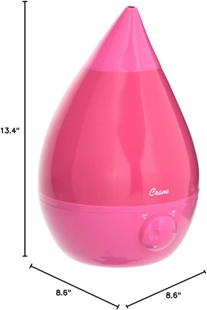 Crane Ultrasonic Humidifiers for Bedroom and Office, 1 Gallon Cool Mist Air Humidifier for Large Room and Home, Humidifier Filters Optional, Pink - Image 9