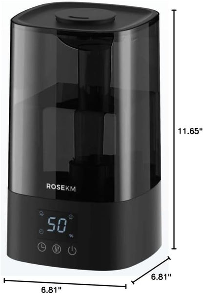 Automatic Humidifiers for Bedroom Large Room, 4.5L Cool Mist Humidifier for Home & Plant with Timer & Humidity Sensor, Last Up to 18H on High Setting, Auto Shut-Off, 360° Nozzle (Black) - Image 9