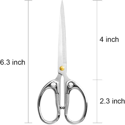 6.3" All Stainless Steel Office Scissors, Ultra Sharp Blade Shears, Sturdy - Image 2