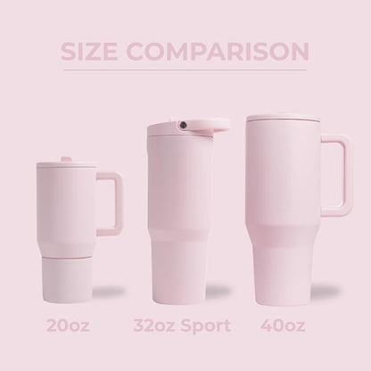 HydroJug Sport - Stainless Steel Tumbler with Straw, Vacuum Insulated, 32oz Leakproof Water Bottle, Ergonomic Design, Reusable, Dishwasher Safe, Rubber Base, Durable for Gym or Outdoors, Pink Sand - Image 4