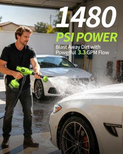 Cordless Portable Washer; 1480 PSI Battery Powered Power Washer - Image 2