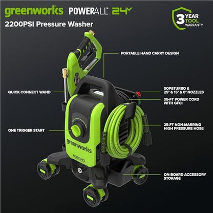 Greenworks 2200 PSI (1.2 GPM Max) Electric Pressure Washer - Image 2