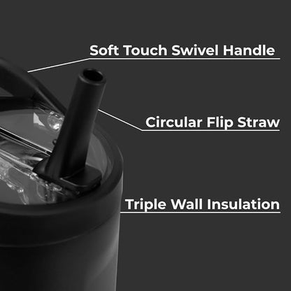 HydroJug Sport - Stainless Steel Tumbler with Straw, Vacuum Insulated, 20oz Leakproof Water Bottle, Ergonomic Design, Reusable, Dishwasher Safe, Rubber Base, Durable for Gym or Outdoors, Black - Image 3