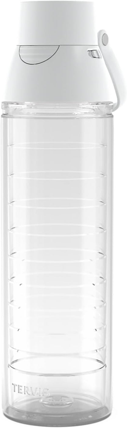 Tervis Venture Lite Clear & Colorful Lidded Made in USA Double Walled Insulated Tumbler Travel Cup Keeps Drinks Cold & Hot, 24oz Water Bottle, White Lid by TervisTumblerCompany