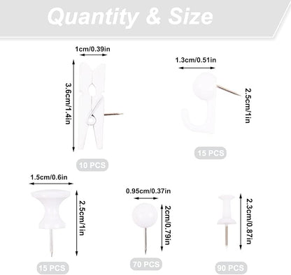 Push Pins Set, 5 Types Pushpins Thumbtacks - Image 2