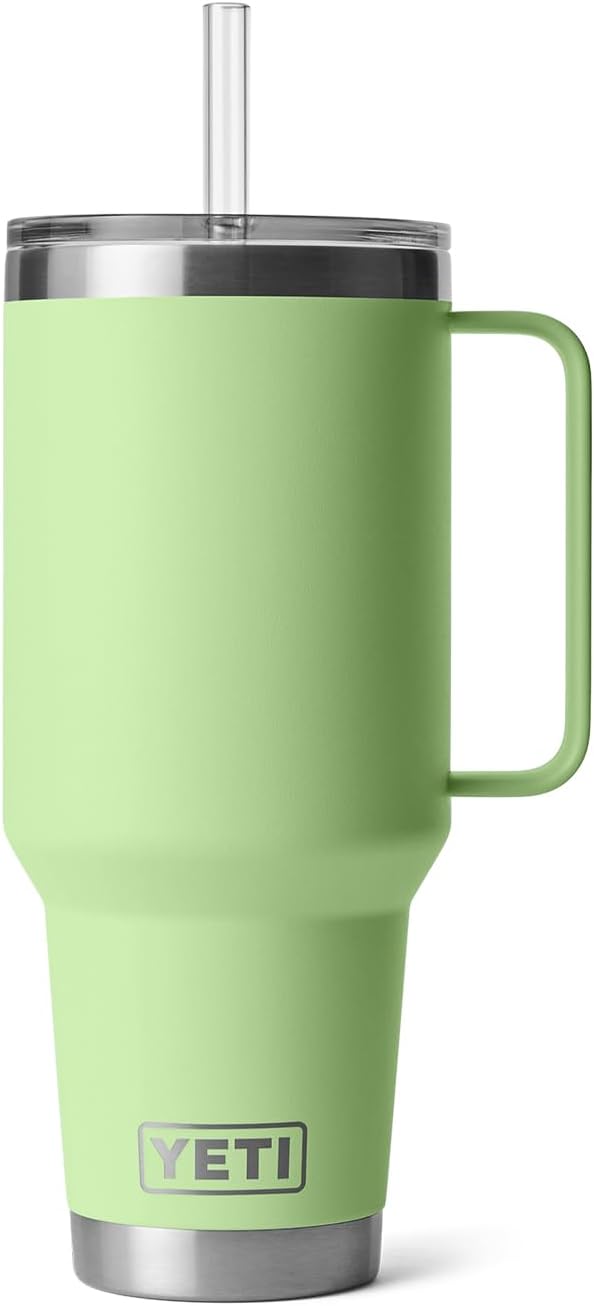 YETI Rambler 42 oz Tumbler with Handle and Straw Lid, Travel Mug Water Tumbler, Vacuum Insulated Cup with Handle, Stainless Steel, Key Lime - Image 3