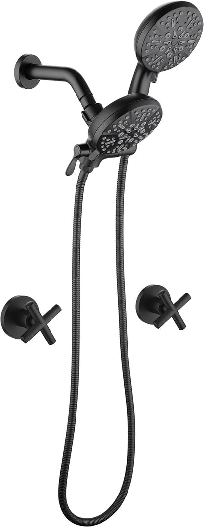 2 Handle Shower Faucet Shower System Complete 2 in 1 Shower Combo Set with Handheld Showerhead Shower Trim Kit Wall Mounted Shower Fixtures Matte Black by DIFEINISANITARYWARE---showerfaucet---