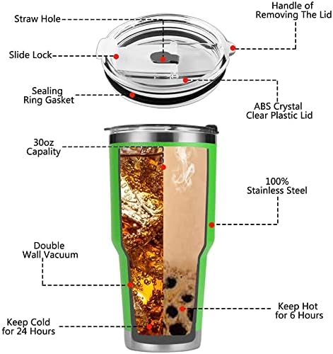 D·S 30 oz Green Tumbler Stainless Steel Double Wall Vacuum Insulated Mug with Straw and Lid, Cleaning Brush for Cold and Hot Beverages - Image 4