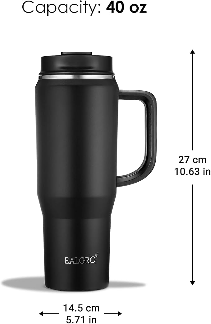 EALGRO 40 oz Tumbler with Handle, Insulated Tumblers with Lid and Straw, Large Metal Sports Water Bottle Jug, Thermal Stainless Steel Travel Coffee Mug Cup, Classic Red - Image 4