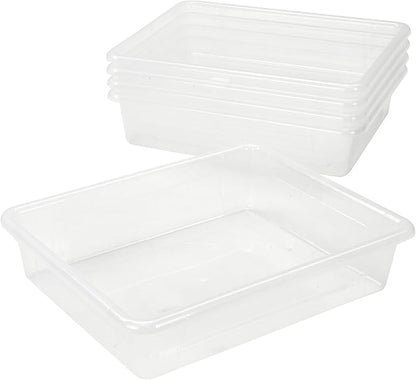 Storex Flat Storage Tray, Letter Size, Unbreakable Clear - Image 2