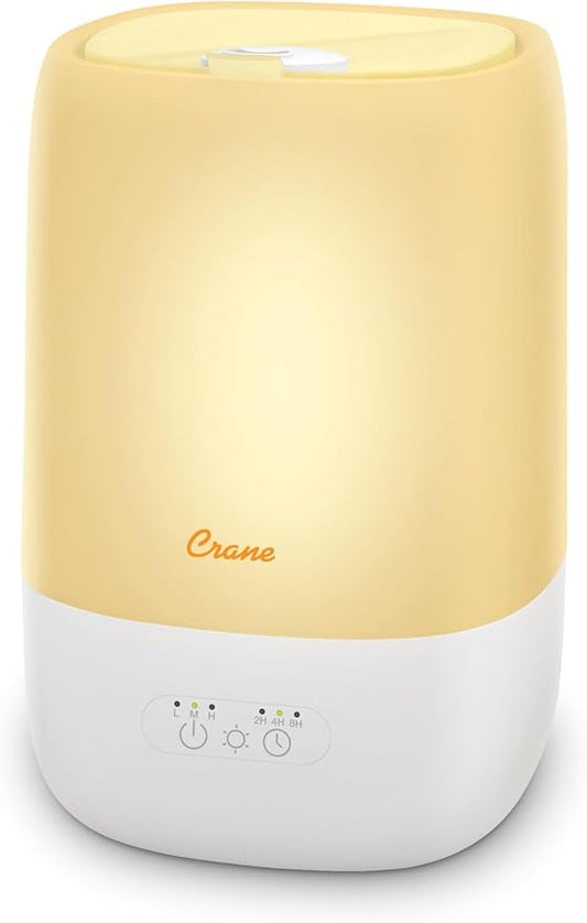 Crane Ultra-Quiet 3-in-1 Humidifier for Baby with Essential Oil Tray, 7-Color Sleep Light, 1 Gallon Top-Fill Tank, Ideal for Bedroom by Crane