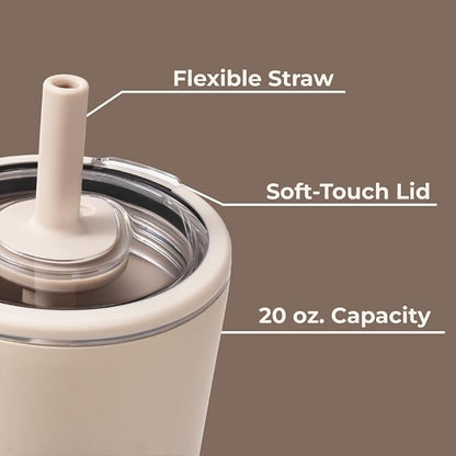 HydroJug Everyday Tumbler 20 oz – Ceramic-Lined Insulated Tumbler with Straw and Soft-Touch Lid, Cup Holder Friendly, Double-Wall Vacuum Insulation, Reusable Travel Cup – Dune - Image 4