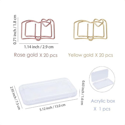 OWLFAVO 40pcs Book Shape Paper Clips - Image 2