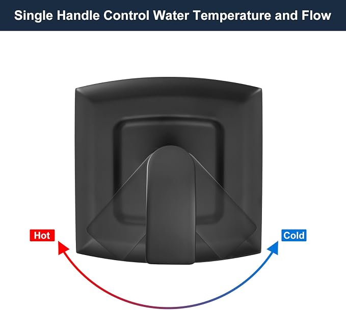 Tub Shower Faucet, Matte Black Shower Faucet Set with 8-Inch Square Rain Shower Head and Tub Spout, Brass Shower System Bathtub Shower Faucet Set Complete, Tub shower faucet set with valve - Image 7