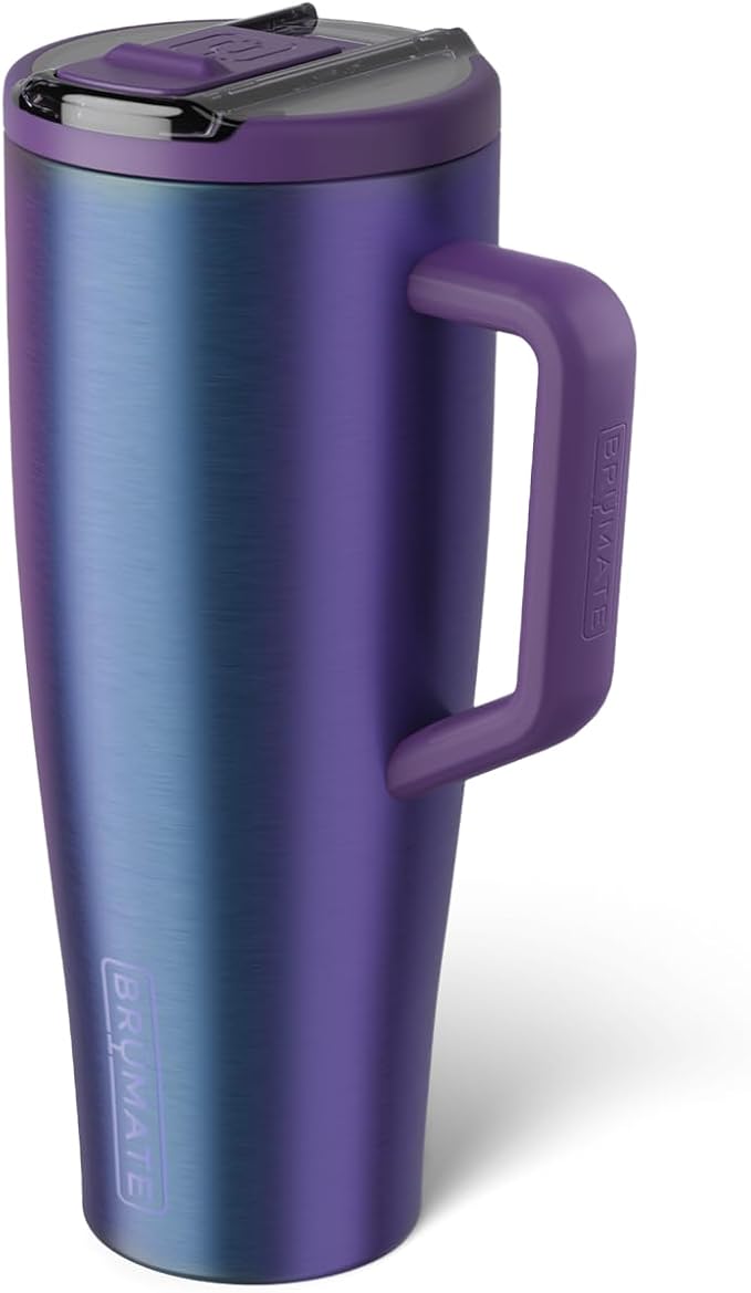 BrüMate Era Flip 40oz Tumbler with 100% Leakproof Covered Straw Lid | Hygienic Covered Straw | Insulated Stainless Steel Water Bottle with Handle | Cup Holder Friendly | BPA-Free (Dark Aura) - Image 2
