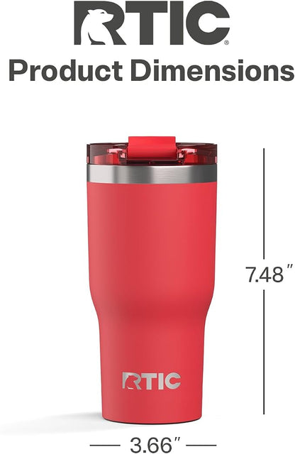 RTIC 20oz Essential Tumbler with Lid, Ceramic Lined, Insulated, Stainless Steel, Metal, Double Wall Vacuum-Insulation, Travel Cup for Iced Coffee, Tea, Hot and Cold Drink, Flag Red - Image 4