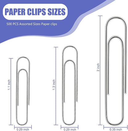 Paper Clips, Premium Silver Paperclip Large Medium and Small, Rustproof Metal - Image 2