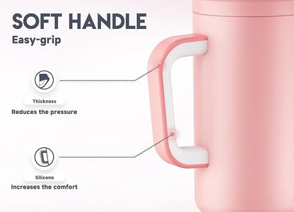 Meoky 50 oz Tumbler with Handle, Tumbler with Lid and Straw, Insulated Stainless Steel Travel Mug, 100% Leak-proof, Keeps Cold for 36 Hours or Hot for 12 Hours (Blush) - Image 4