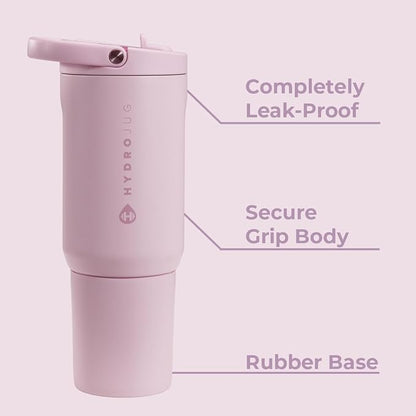 HydroJug Sport - Stainless Steel Tumbler with Straw, Vacuum Insulated, 20oz Leakproof Water Bottle, Ergonomic Design, Reusable, Dishwasher Safe, Rubber Base, Durable for Gym or Outdoors, Sweet Pea - Image 3