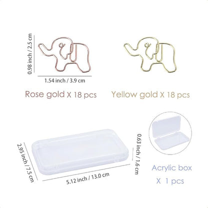 OWLFAVO 36pcs Elephant Shape Paper Clips - Image 2