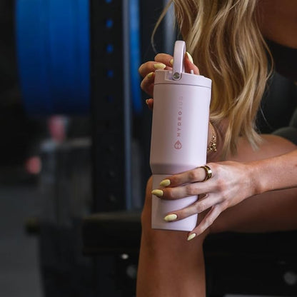 HydroJug Sport - Stainless Steel Tumbler with Straw, Vacuum Insulated, 20oz Leakproof Water Bottle, Ergonomic Design, Reusable, Dishwasher Safe, Rubber Base, Durable for Gym or Outdoors, Pink Sand - Image 5