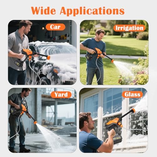 Cordless Portable Washer Battery Operated, Handheld Washer with 6 in 1 Nozzle 16ft(5m) Hose, Hard Carry Case, Lightweight Car Washer for Home, Garden Outdoor, Patio - Image 6