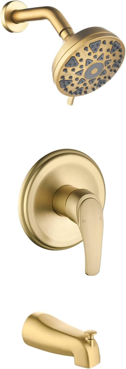 Tub Shower Faucet Combo Set Bathtub Faucet Set Shower System with Tub Spout Shower Tub Kit Shower Valve and Trim Kit Shower Fixtures Brushed Gold by DIFEINISANITARYWARE---showerfaucet---