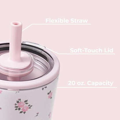 HydroJug Everyday Tumbler 20 oz – Ceramic-Lined Insulated Tumbler with Straw and Soft-Touch Lid, Cup Holder Friendly, Double-Wall Vacuum Insulation, Reusable Travel Cup – Wildrose - Image 4