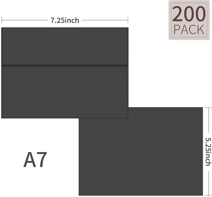 200 Packs Black 5x7 Envelopes, A7 Envelopes - Image 2