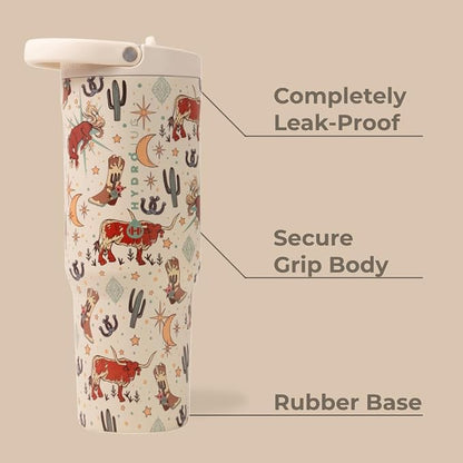 HydroJug Sport - Stainless Steel Tumbler with Straw, Vacuum Insulated, 32oz Leakproof Water Bottle, Ergonomic Design, Reusable, Dishwasher Safe, Rubber Base, Durable for Gym or Outdoors, Rodeo - Image 2