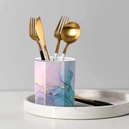 Ceramic Marble Pen Holder, Cute Stationery Holder - Image 4