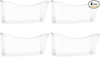 EASEPRES 4 Pack Clear Single Pocket Hanging File Organizer, Plastic Wall Mount by EASEPRES
