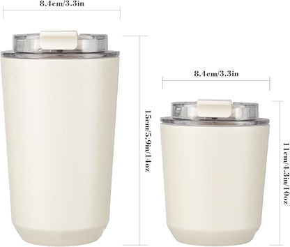 Puraville 2 Pack Insulated Tumblers with Lid, 10 oz Travel Coffee Mug Stainless Steel Vacuum Cup, Leak Proof Double Walled Coffee Tumbler for Iced and Hot Drinks, Peacock Blue and Cream - Image 2