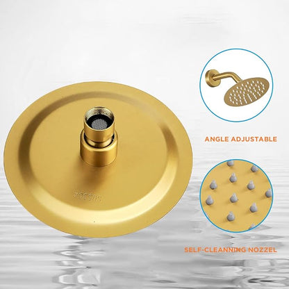 Brushed Gold Shower Head And Faucet Set Complete With Valve Shower Fixtures With 6 Inch High Pressure Rain Shower Head Trim kit Rough Include Regaderas Para bBaño Modernas - Image 3